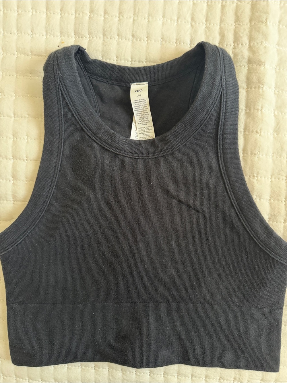 ALO Yoga Black Ribbed Cropped Tank